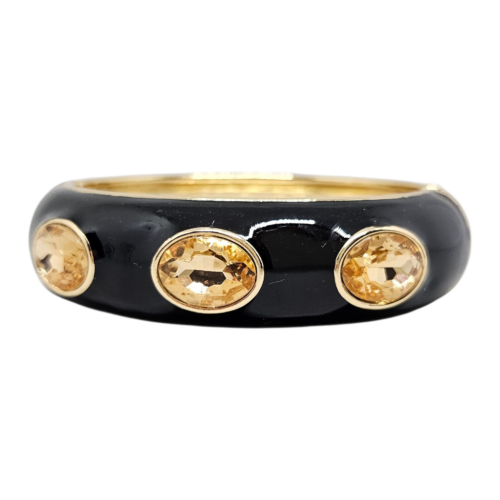 Bracelete Preto com Cristais Champanhe