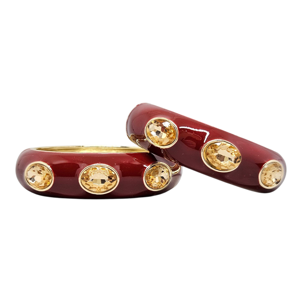 Bracelete Bordô com Cristais Champanhe