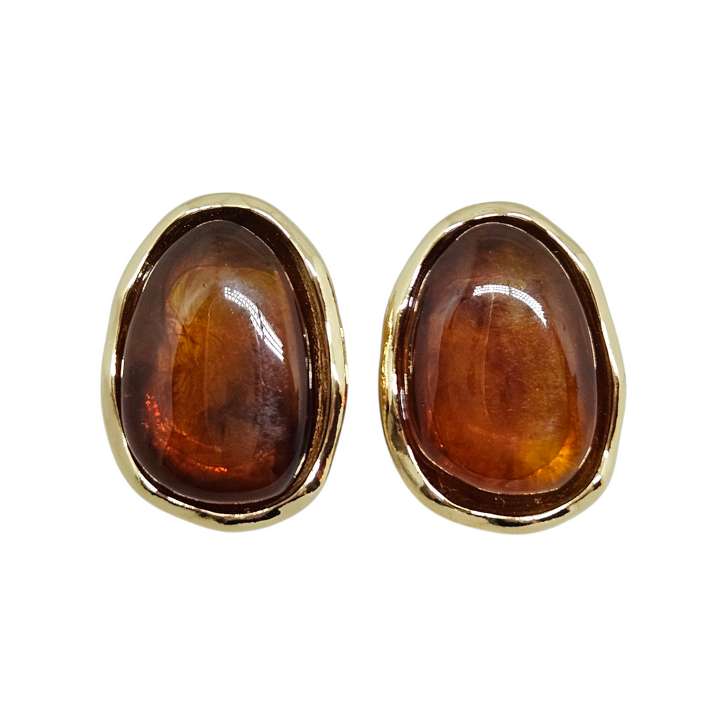 Brinco Oval Âmbar