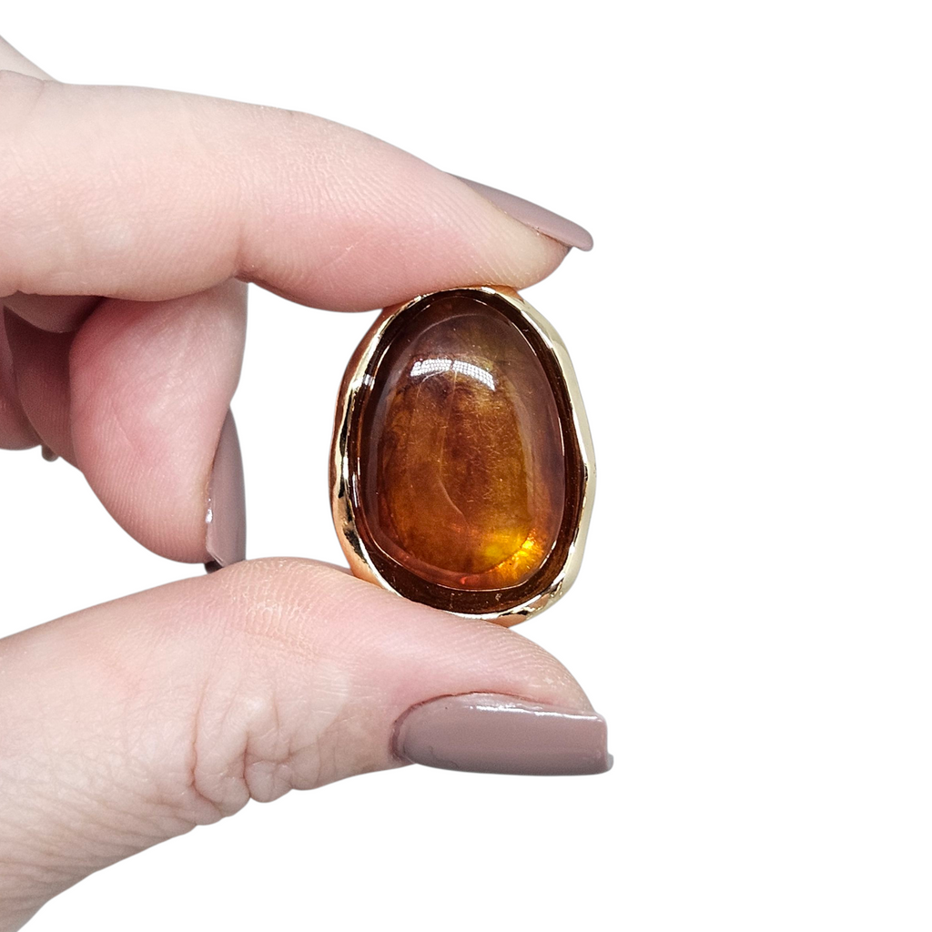 Brinco Oval Âmbar