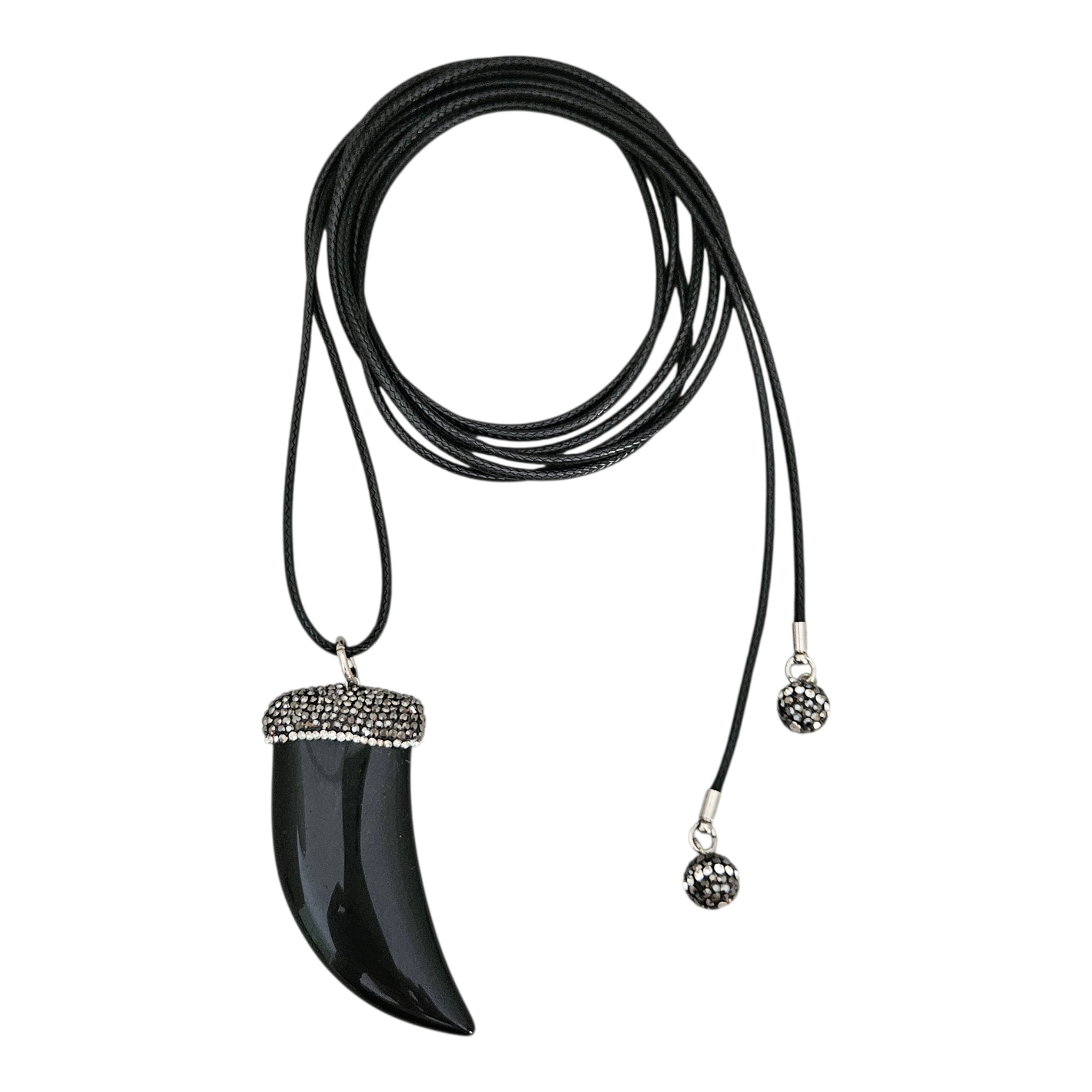 Colar Fio Preto Dente Obsidiana