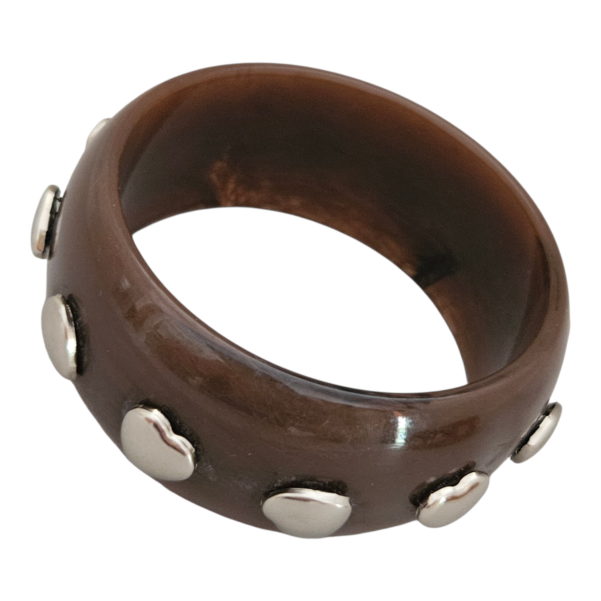 Bracelete Resina Tachas Coração