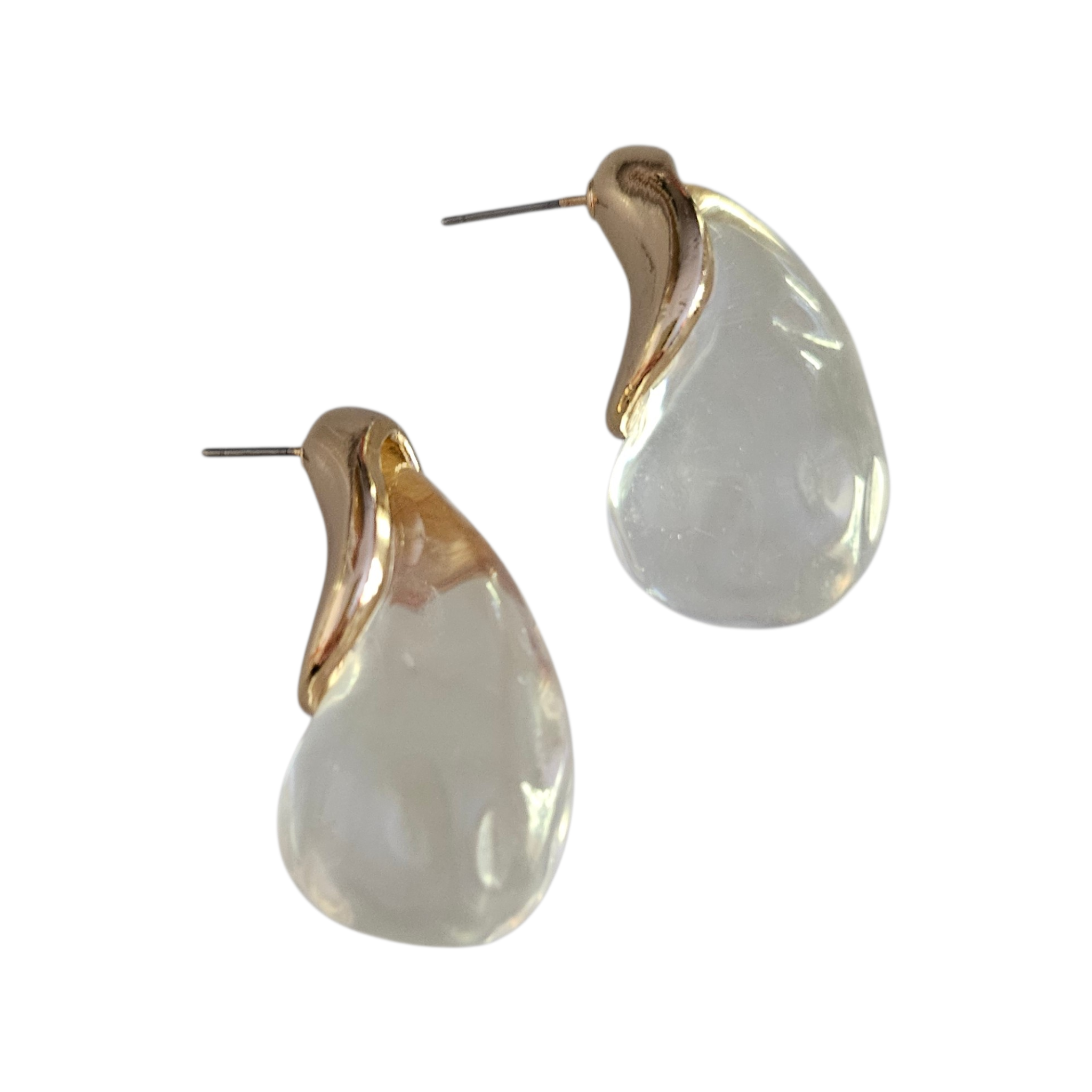 Brinco Gota Transparente Prata