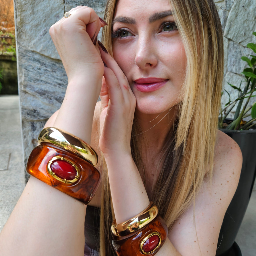 Bracelete Resina Marrom Taratruga