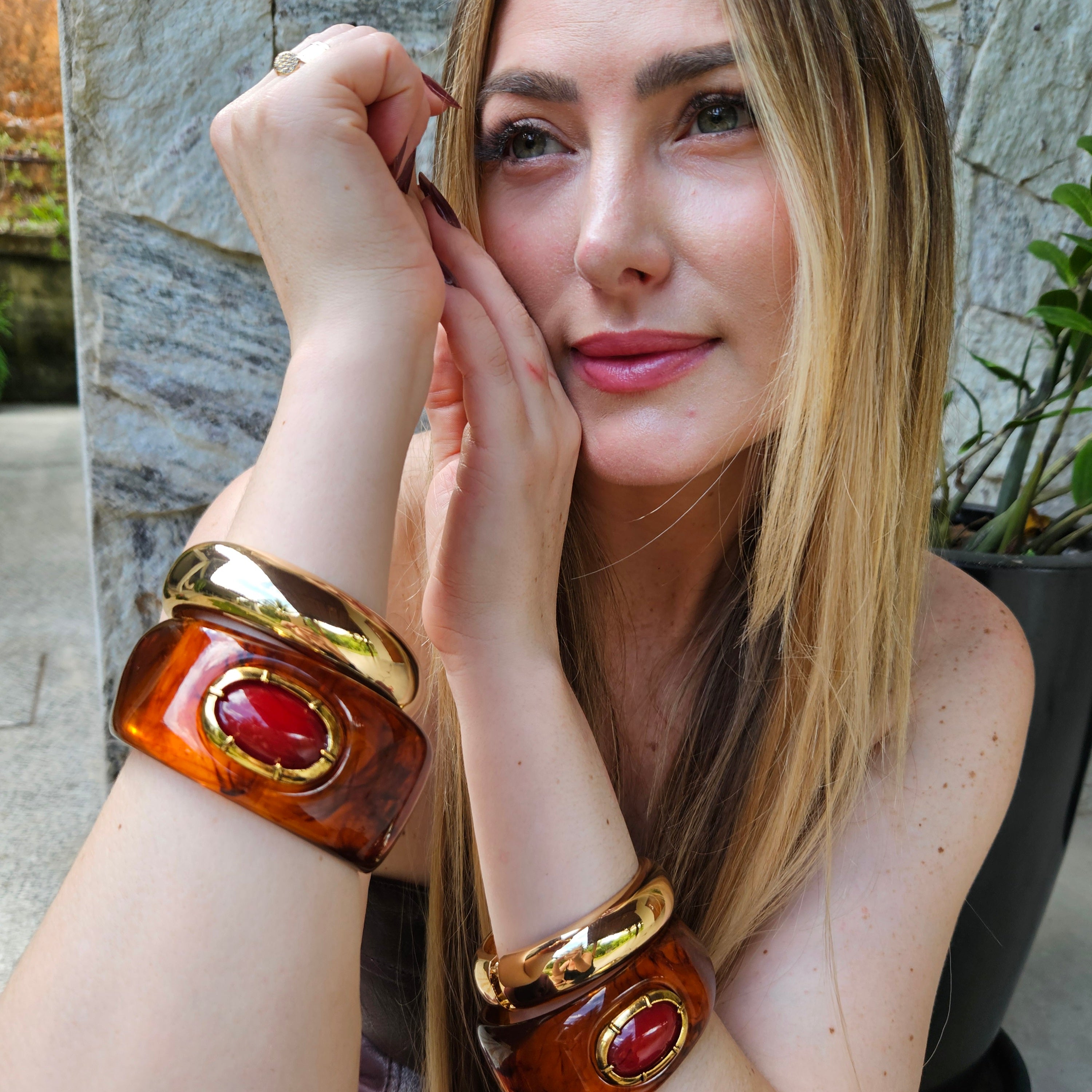 Bracelete Resina Marrom Taratruga