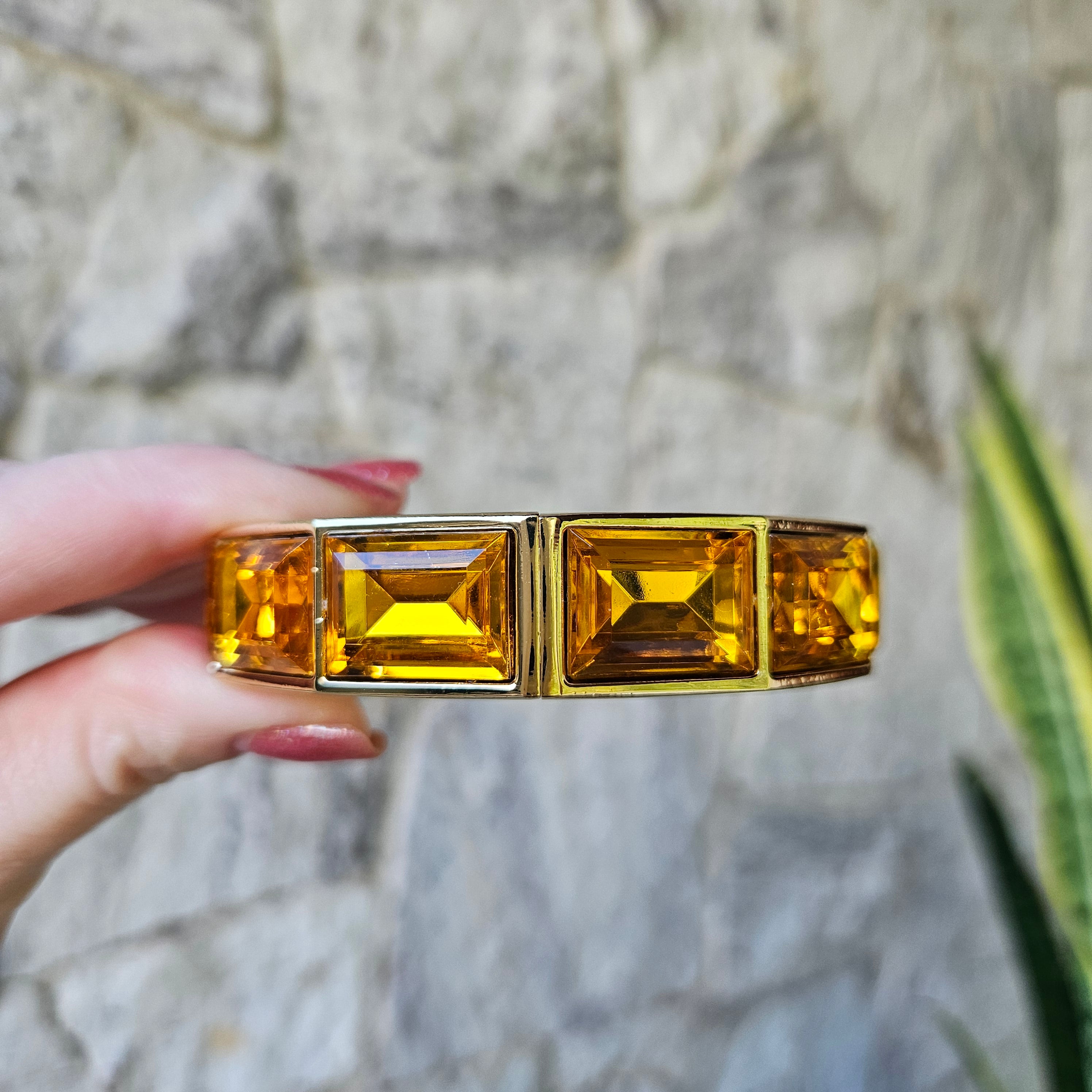 Bracelete Dourado Cristal Amarelo
