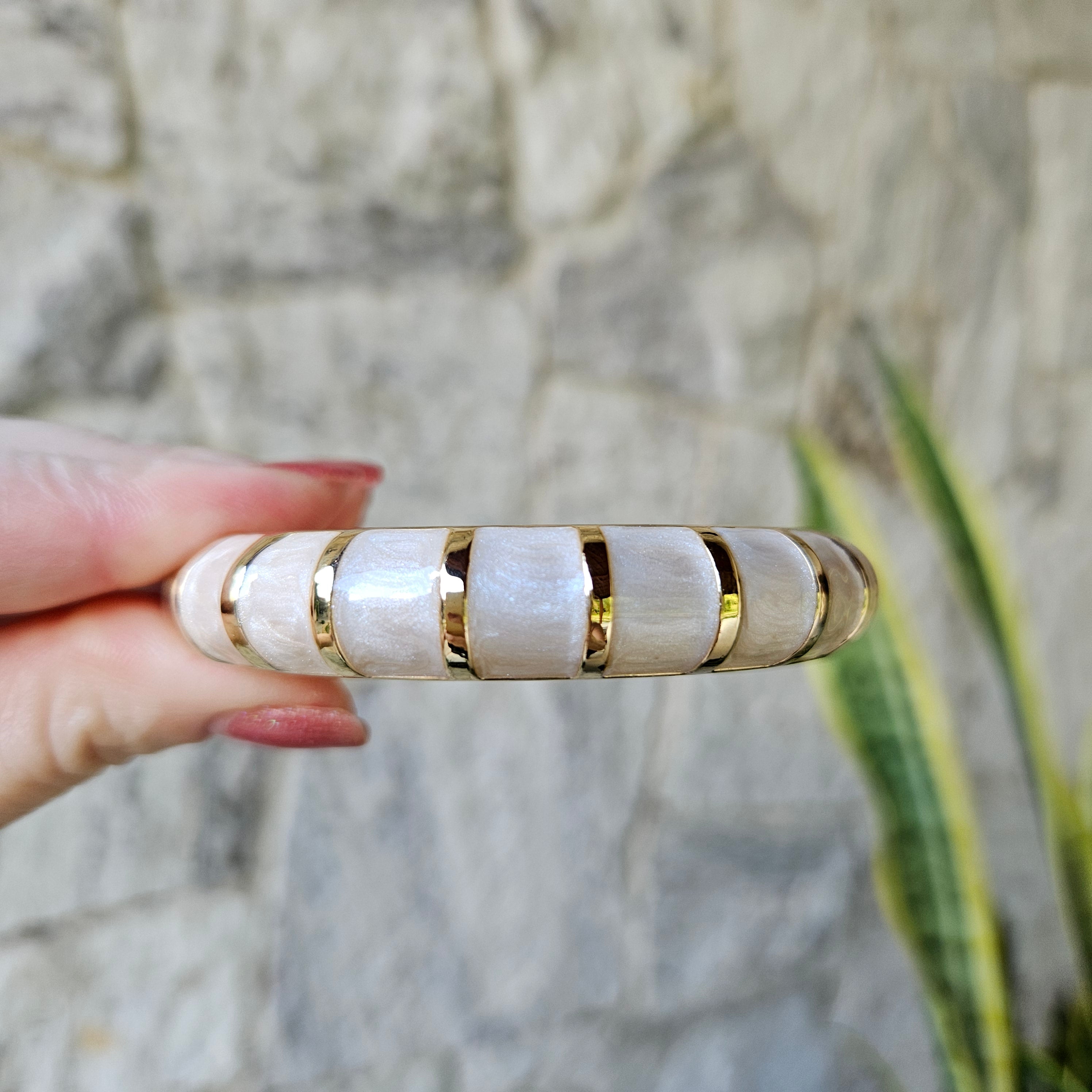 Bracelete Listras Bege Perolado
