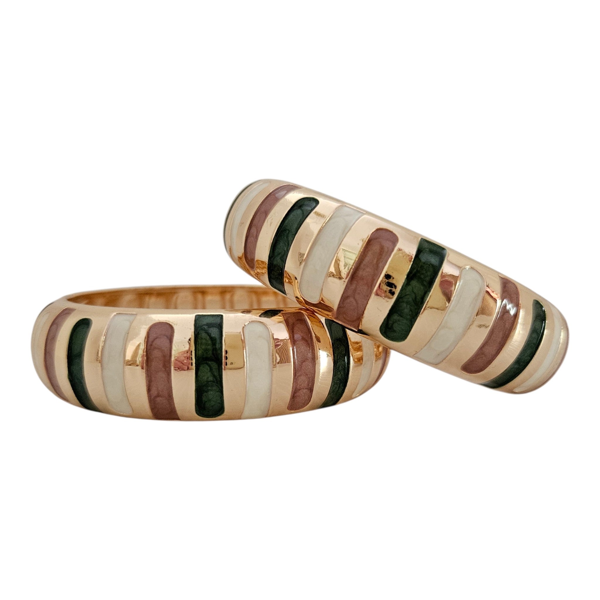 Bracelete Listras Geométricas - marrom, verde e pérola