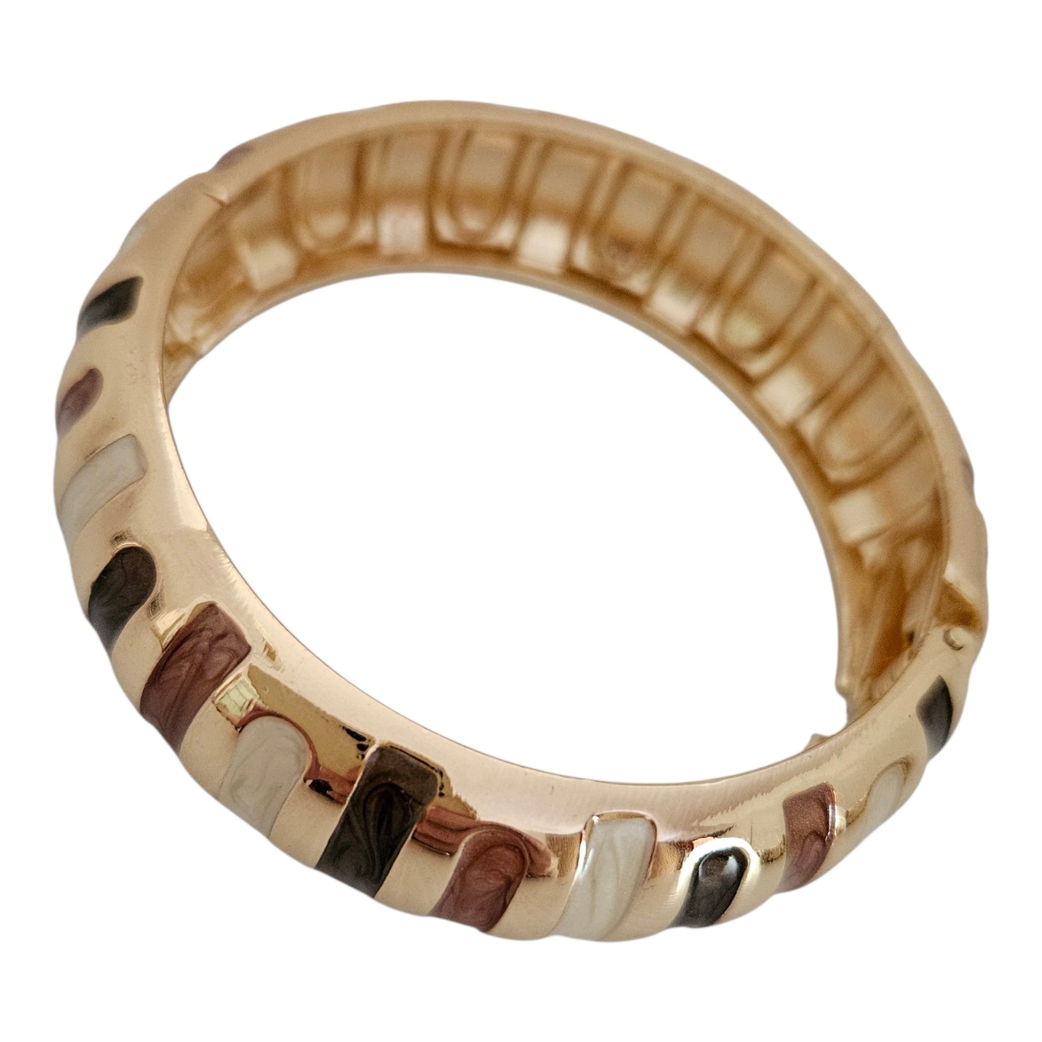 Bracelete Listras Geométricas - marrom, camel e pérola
