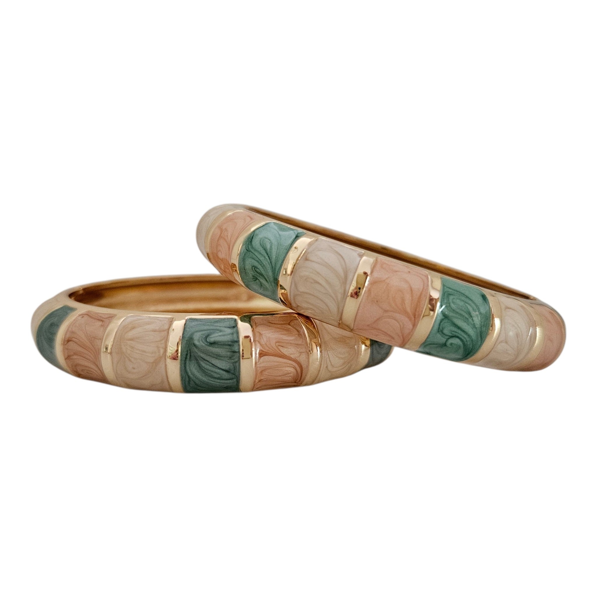 Bracelete Listras - verde, Salmão e bege