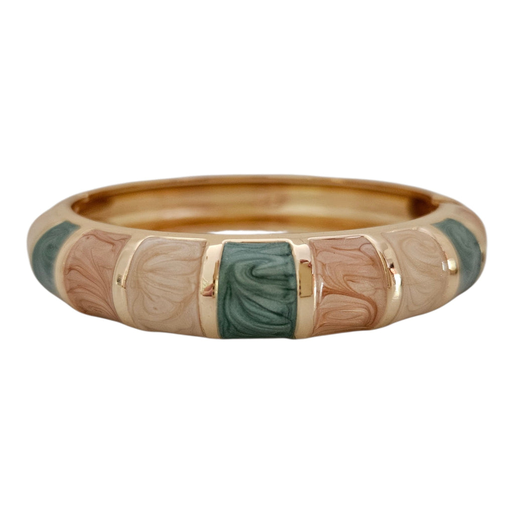 Bracelete Listras - verde, Salmão e bege