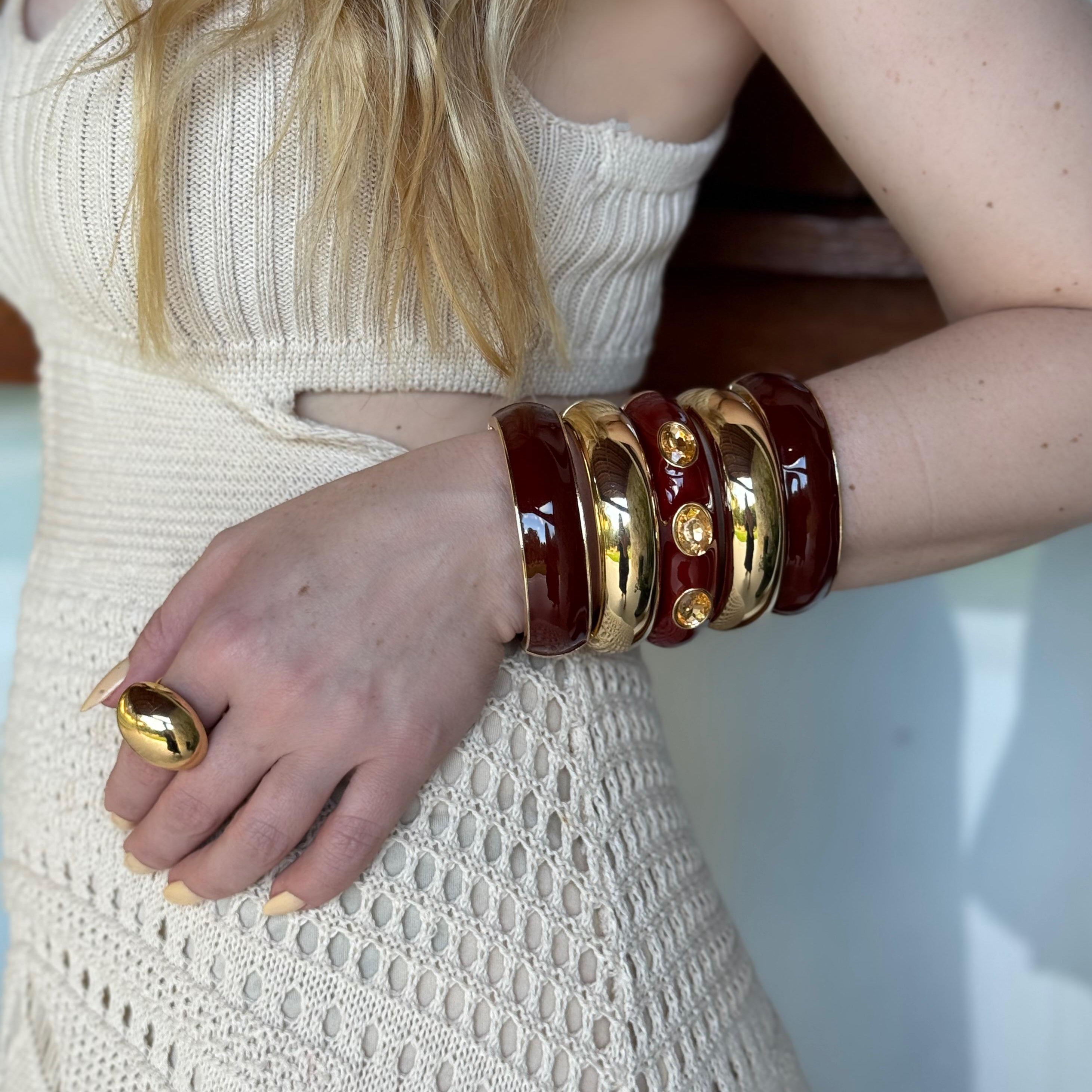 Bracelete Esmaltado Bordô