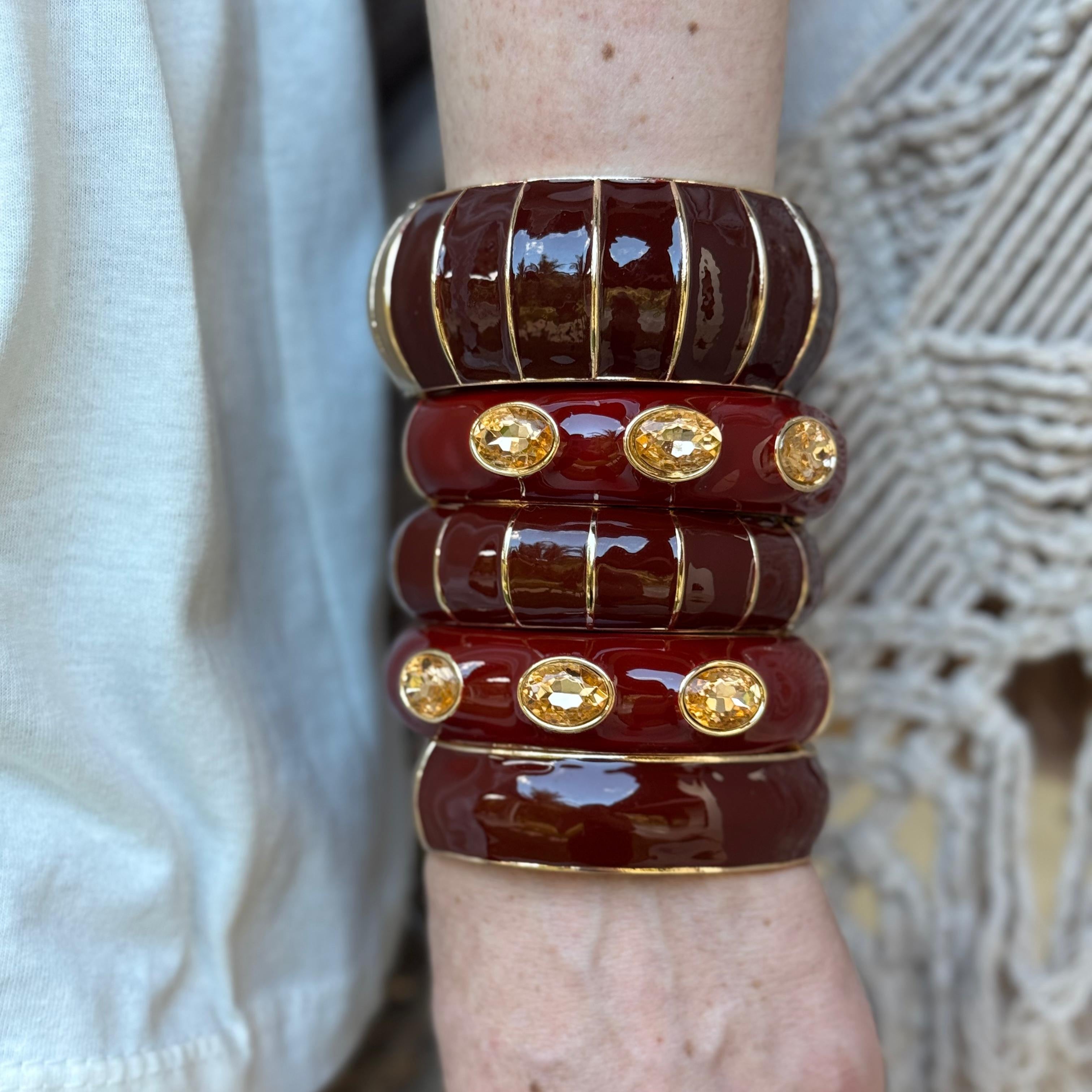 Bracelete Bordô com Cristais Champanhe