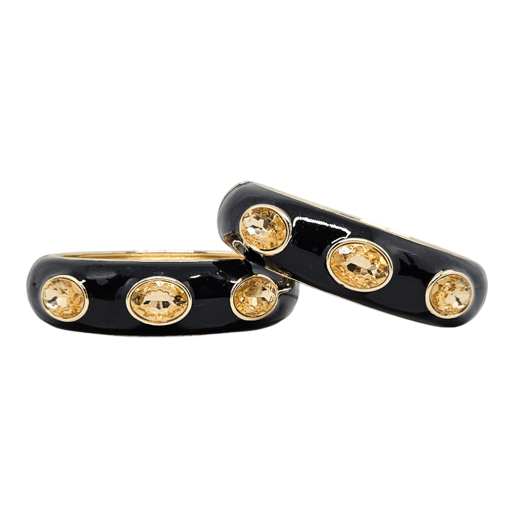 Bracelete Preto com Cristais Champanhe